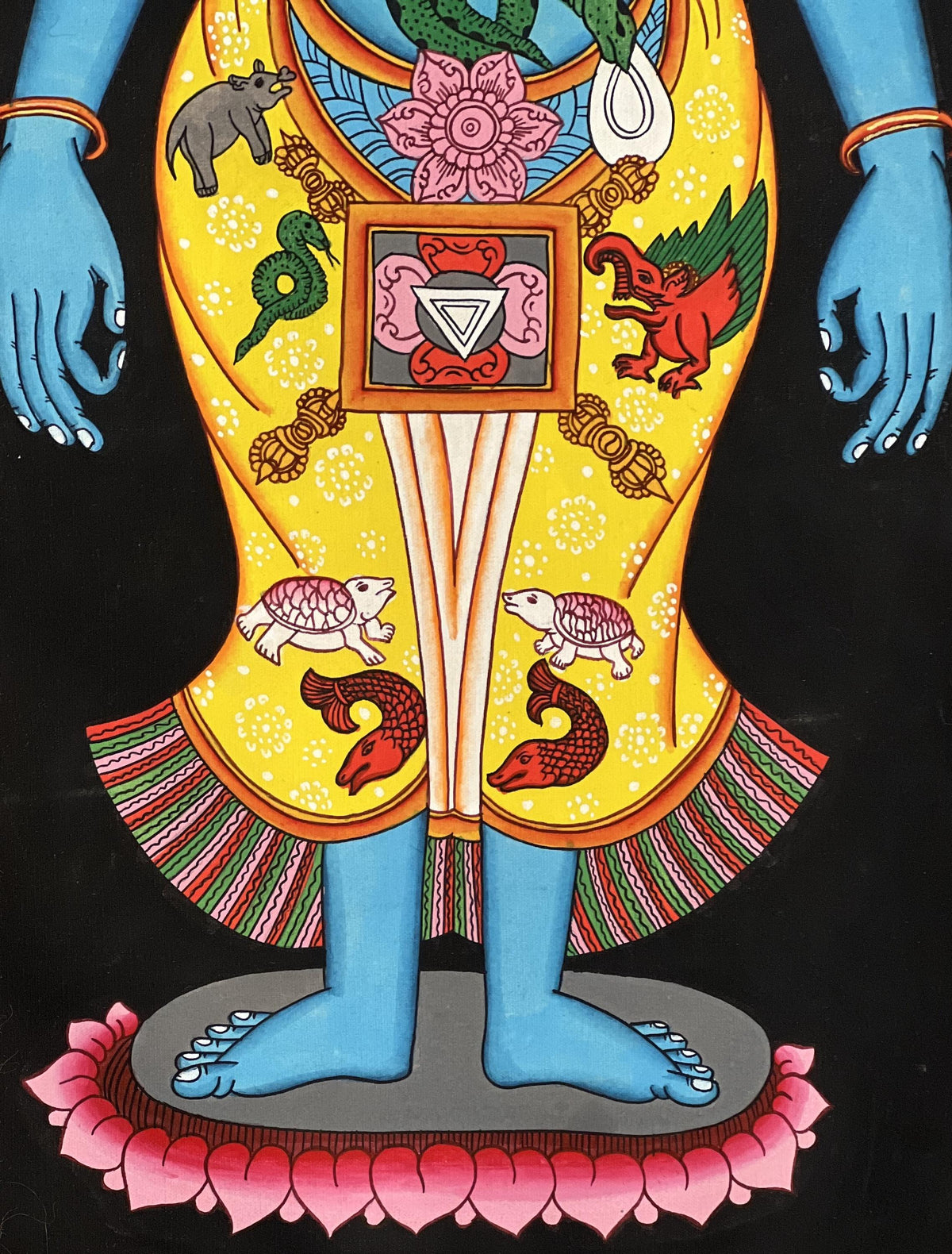 Seven Chakra Thangka Painting, Kundalini Energy Art, Silk Brocade