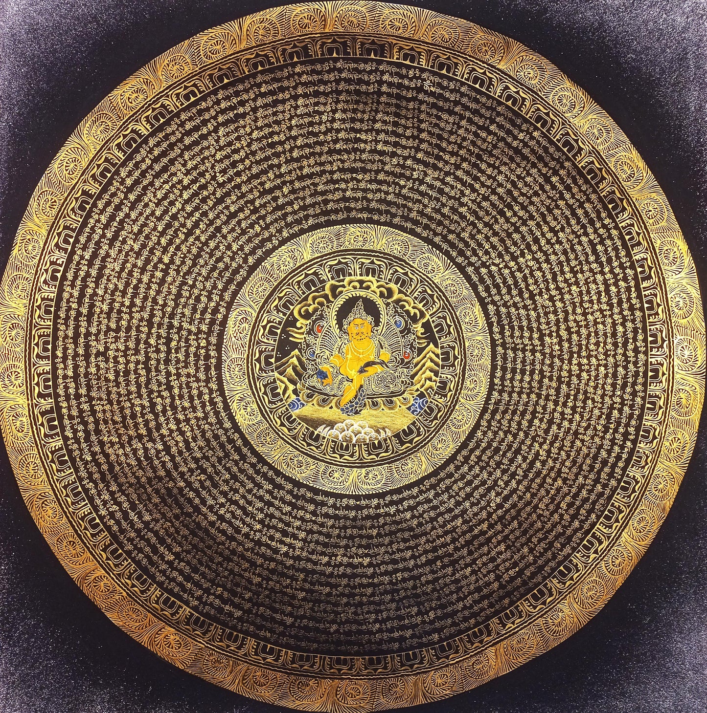 Tibetan Om Mantra Mandala Thangka Painting | Jambhala, Good Luck Wall Art