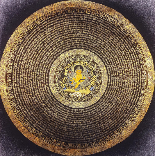 Tibetan Om Mantra Mandala Thangka Painting | Jambhala, Good Luck Wall Art