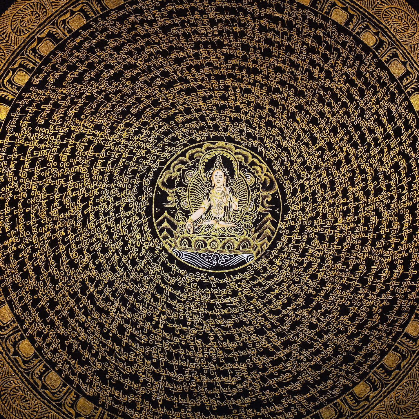 White Tara Mantra Mandala Thangka Painting | Tibetan Sacred Art