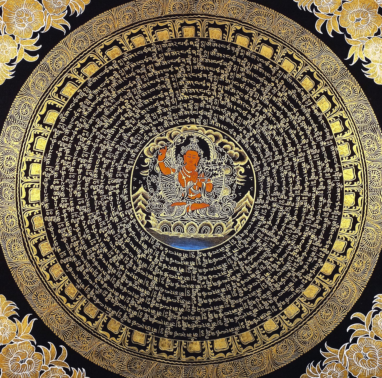 Handmade Om Mantra Mandala Thangka | Tibetan Wall Hanging, Good Luck