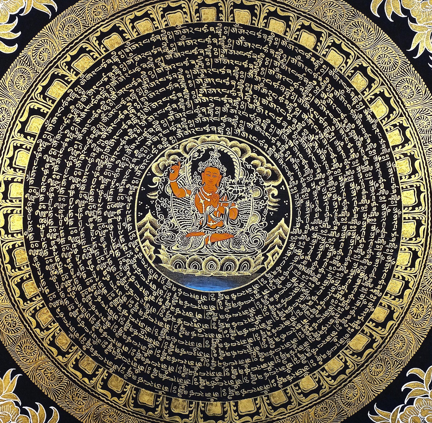 Handmade Om Mantra Mandala Thangka | Tibetan Wall Hanging, Good Luck