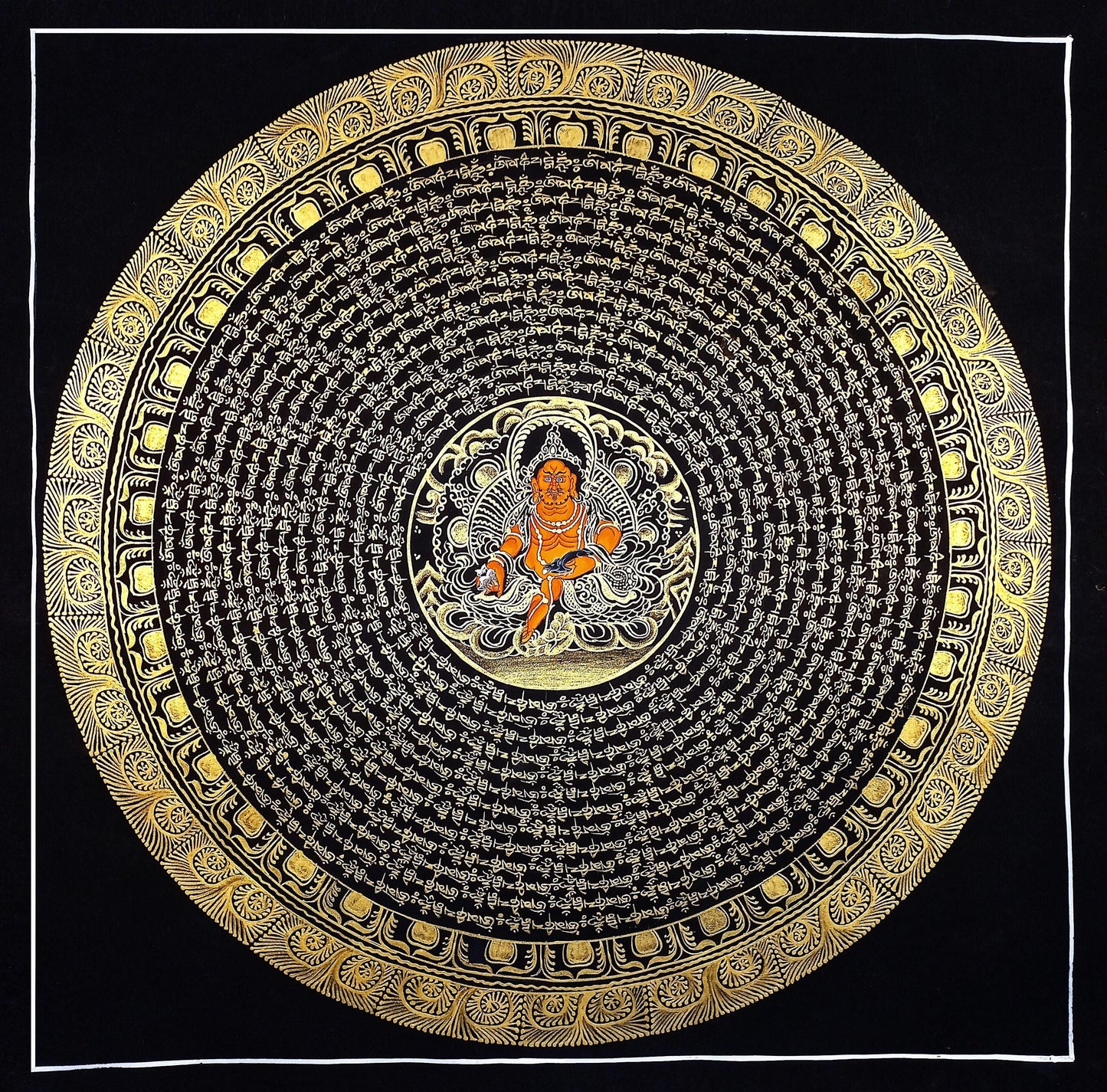 Handmade Om Mantra Mandala Thangka Painting | Tibetan Buddhist Art