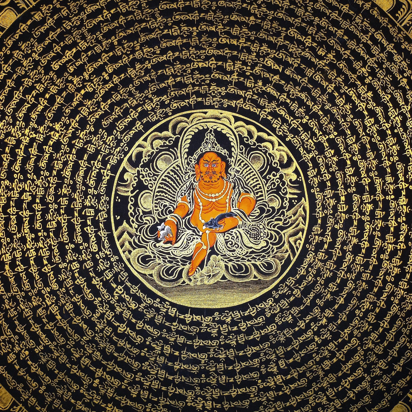 Handmade Om Mantra Mandala Thangka Painting | Tibetan Buddhist Art