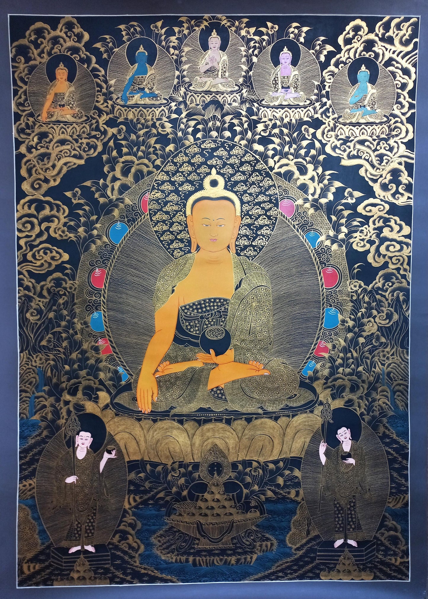 Hand-Painted Shakyamuni Buddha Thangka Painting, Tibetan Art (38x54)
