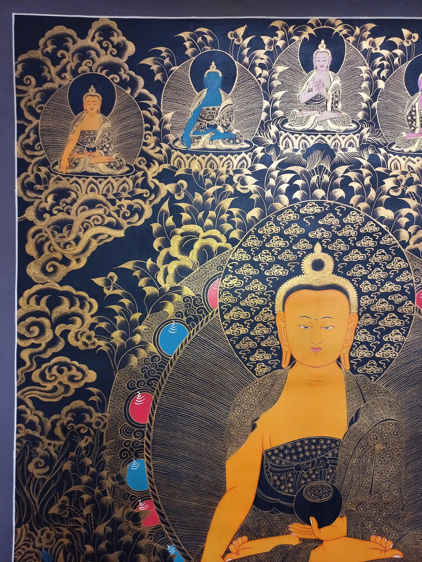 Hand-Painted Shakyamuni Buddha Thangka Painting, Tibetan Art (38x54)