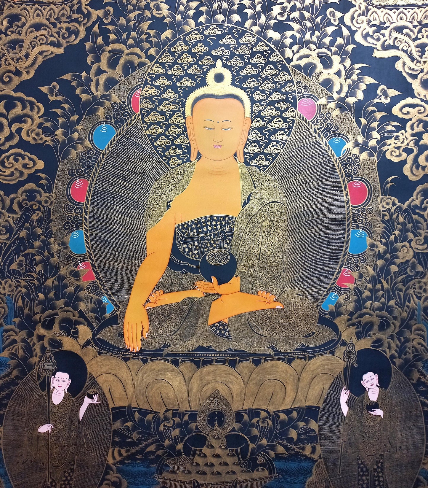 Hand-Painted Shakyamuni Buddha Thangka Painting, Tibetan Art (38x54)