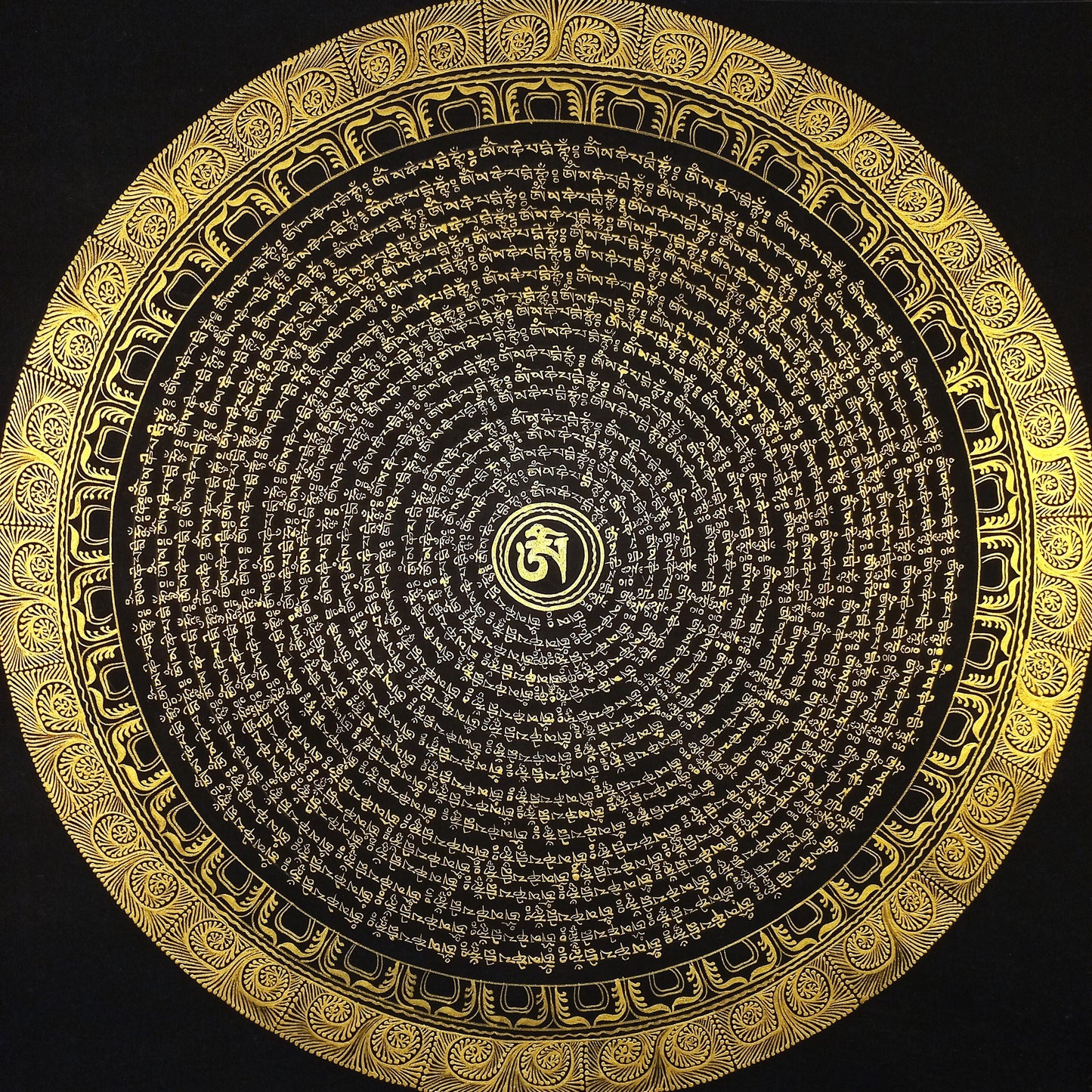 Handmade Om Mantra Mandala Thangka | Tibetan Meditation Art, Good Luck Painting