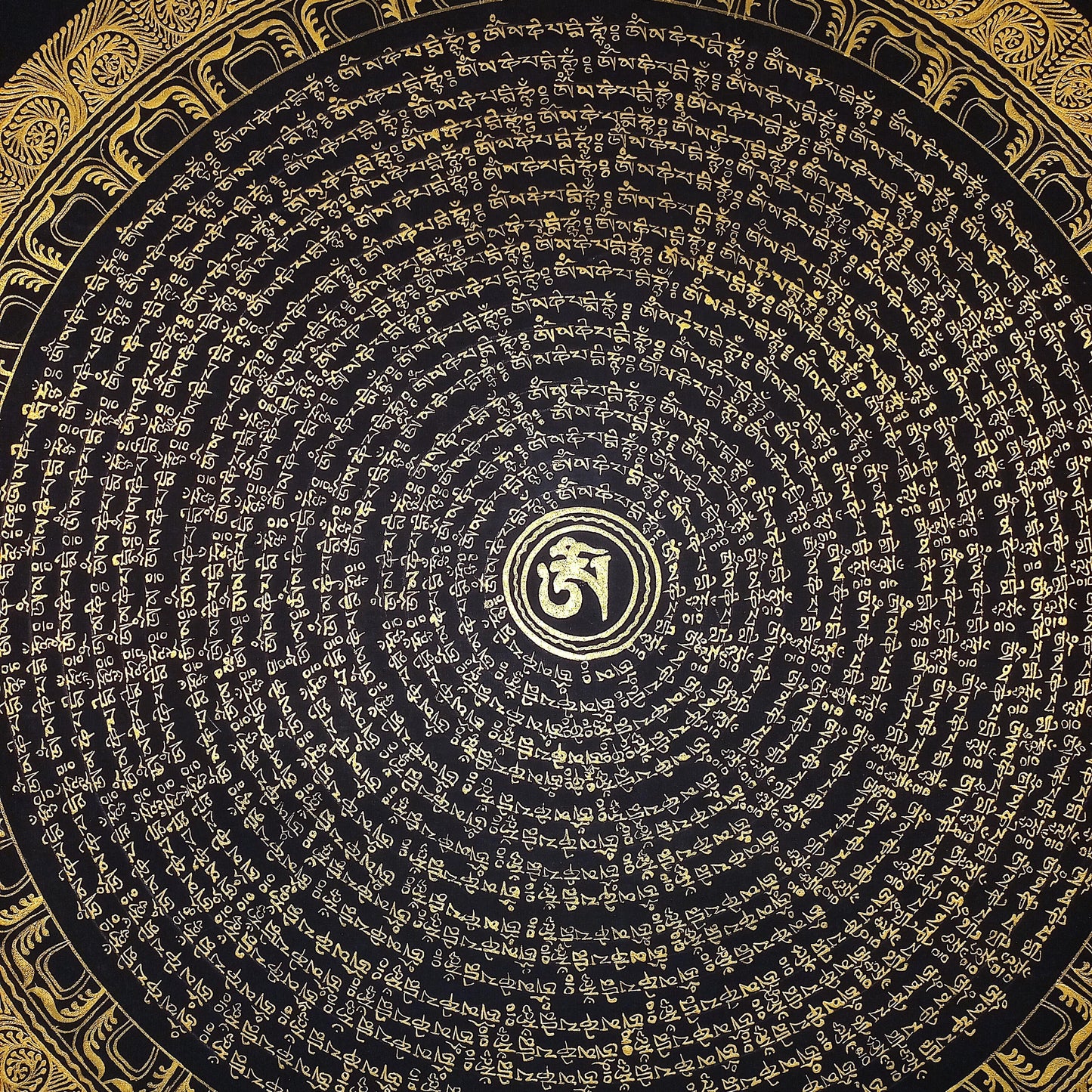 Handmade Om Mantra Mandala Thangka | Tibetan Meditation Art, Good Luck Painting
