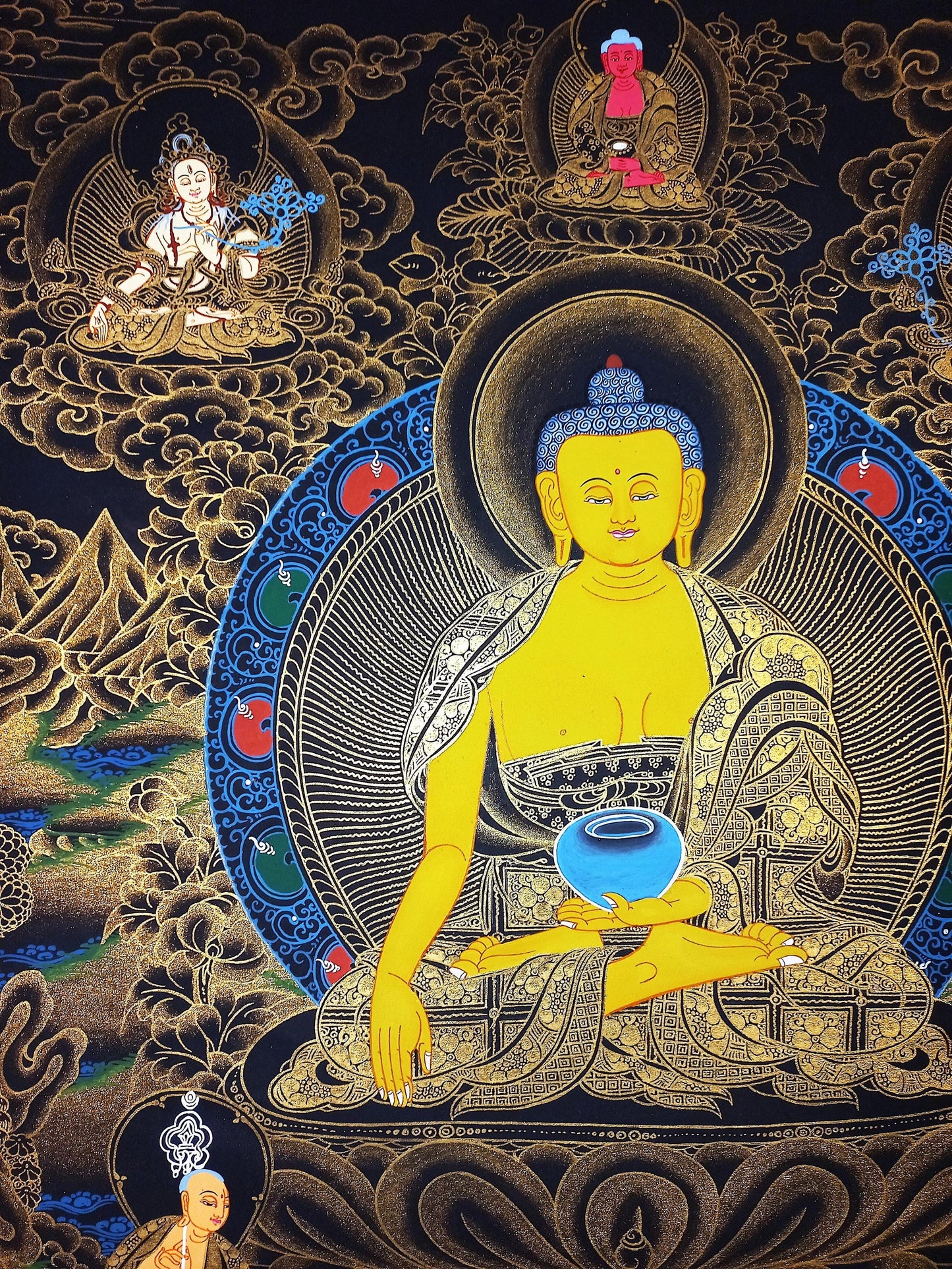 Hand Painted Shakyamuni Buddha Thangka Painting from Nepal