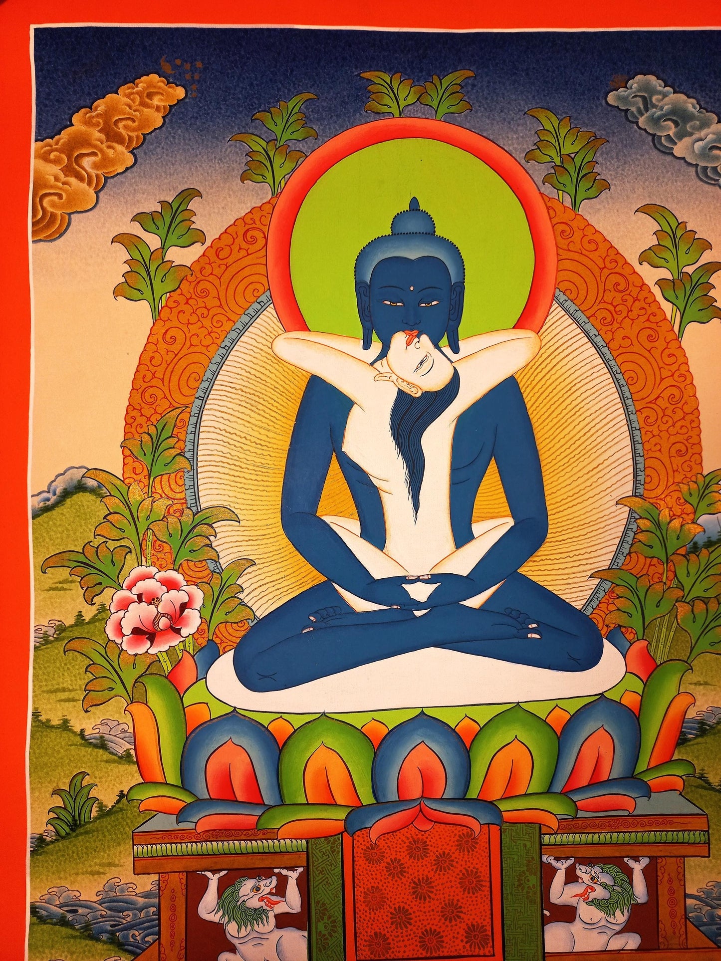 Hand-Painted Samantabhadra Thangka, Yab-Yum Art, Tibetan Buddhism