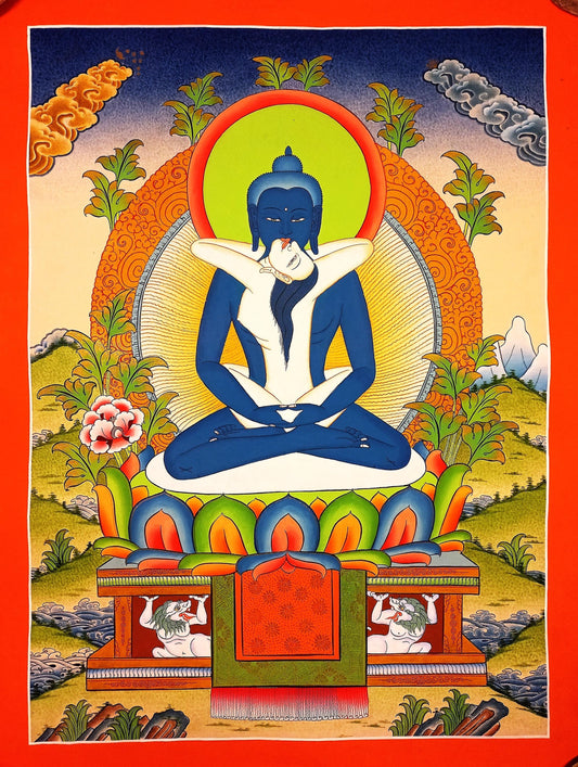 Hand-Painted Samantabhadra Thangka, Yab-Yum Art, Tibetan Buddhism