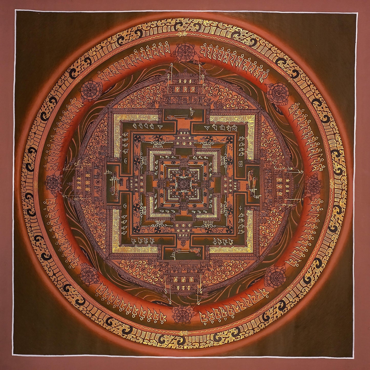 Hand Painted Kalachakra Mandala Thangka - Tibetan Wheel of Time Art