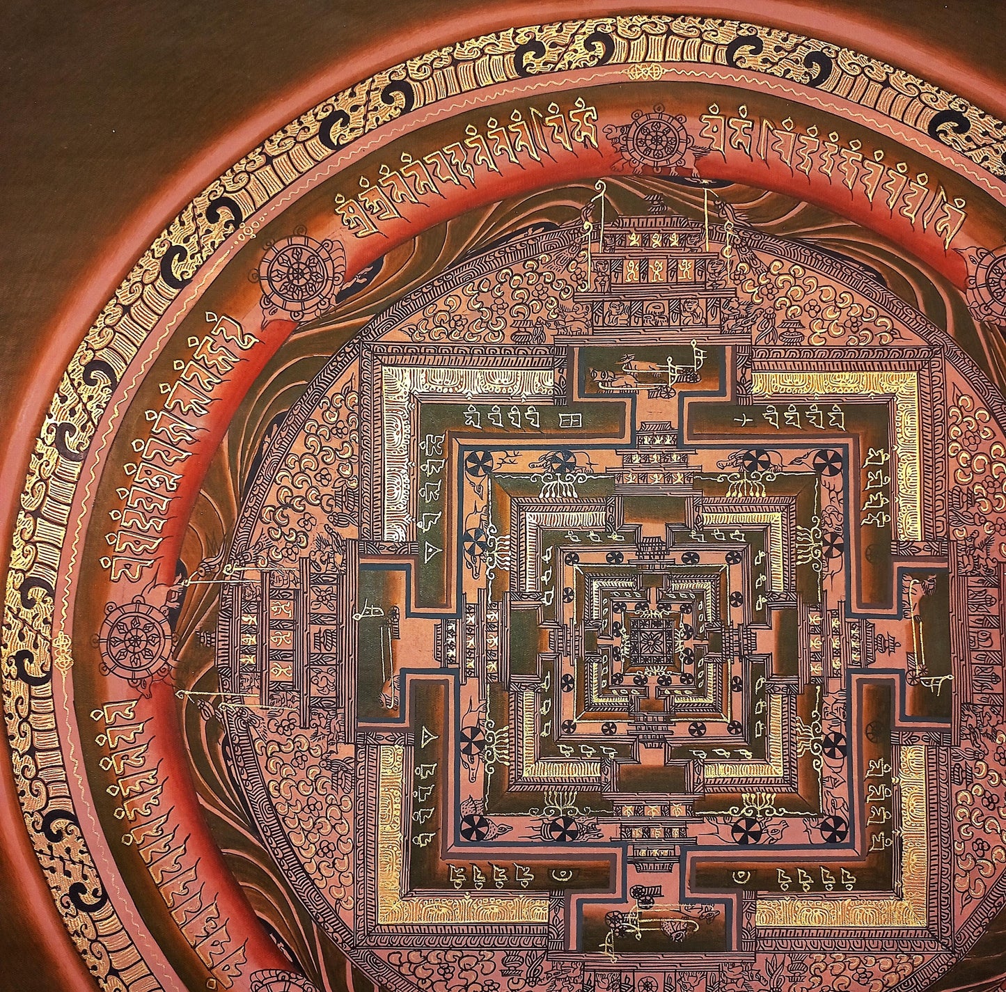 Hand Painted Kalachakra Mandala Thangka - Tibetan Wheel of Time Art