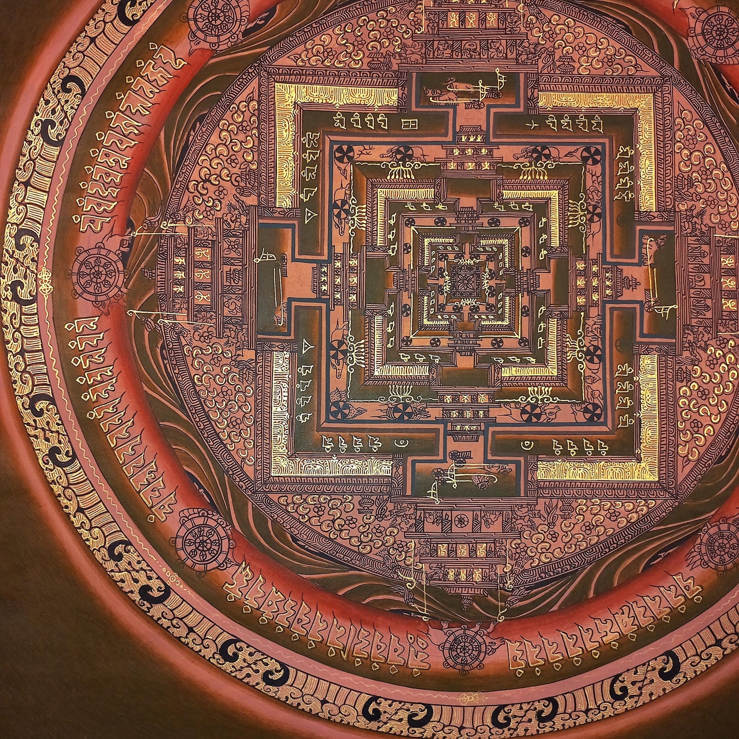 Hand Painted Kalachakra Mandala Thangka - Tibetan Wheel of Time Art
