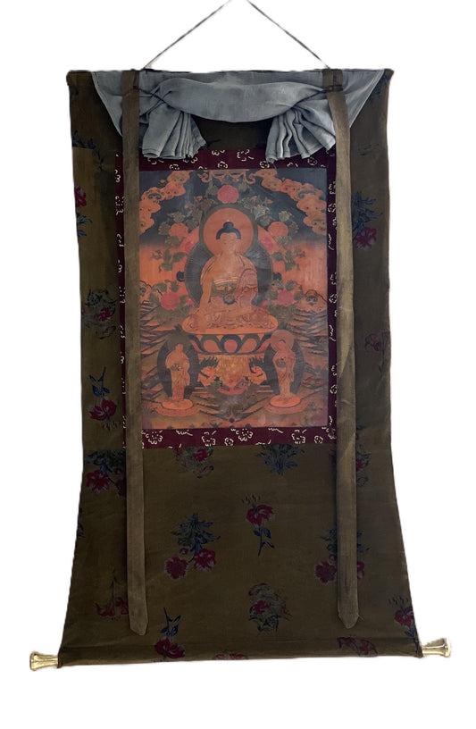 Vintage Shakyamuni Buddha Thangka Painting, Tibetan Art