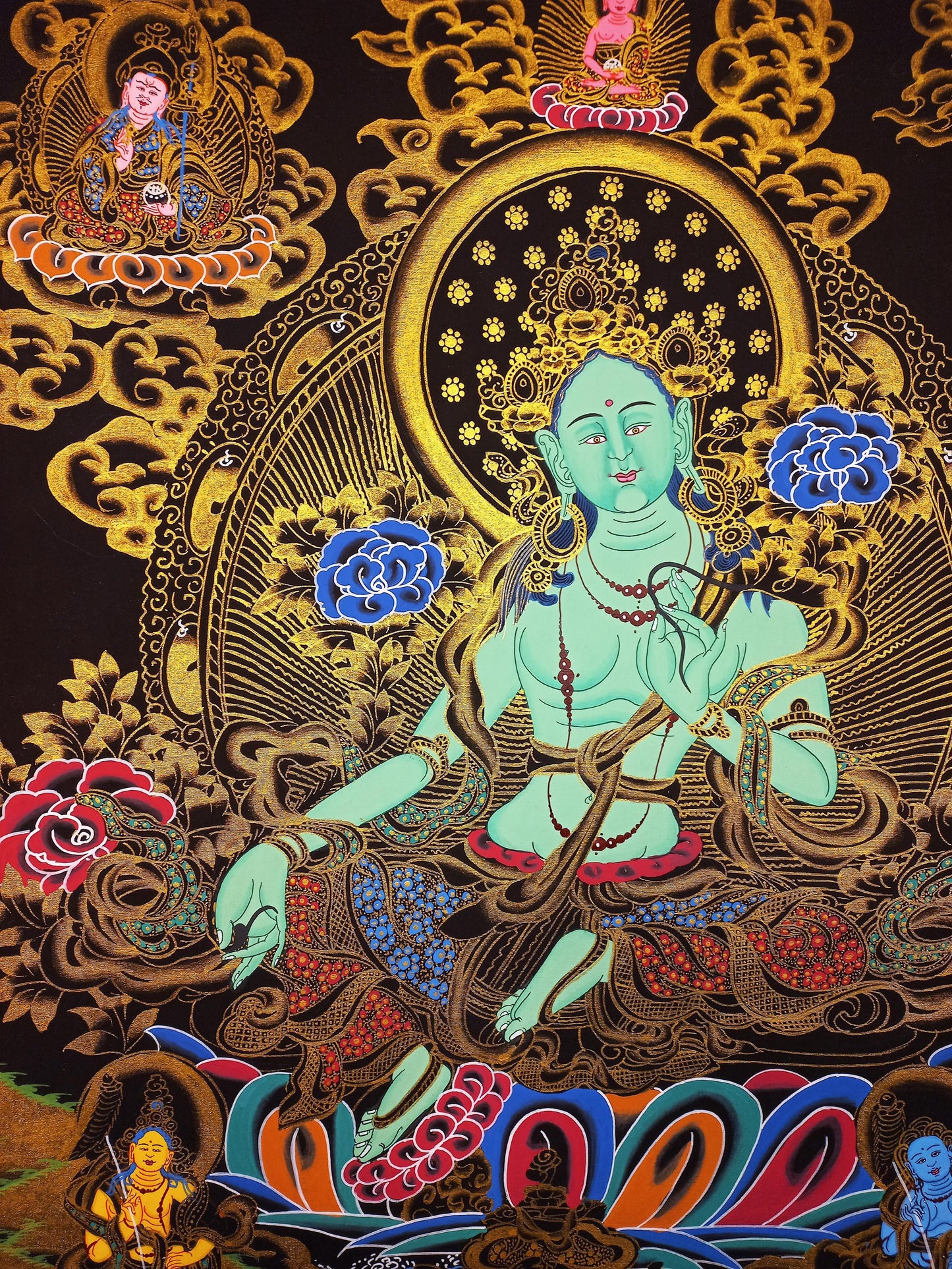 Green Tara Thangka Painting: Hand-Painted Tibetan Compassion Art, 18x24