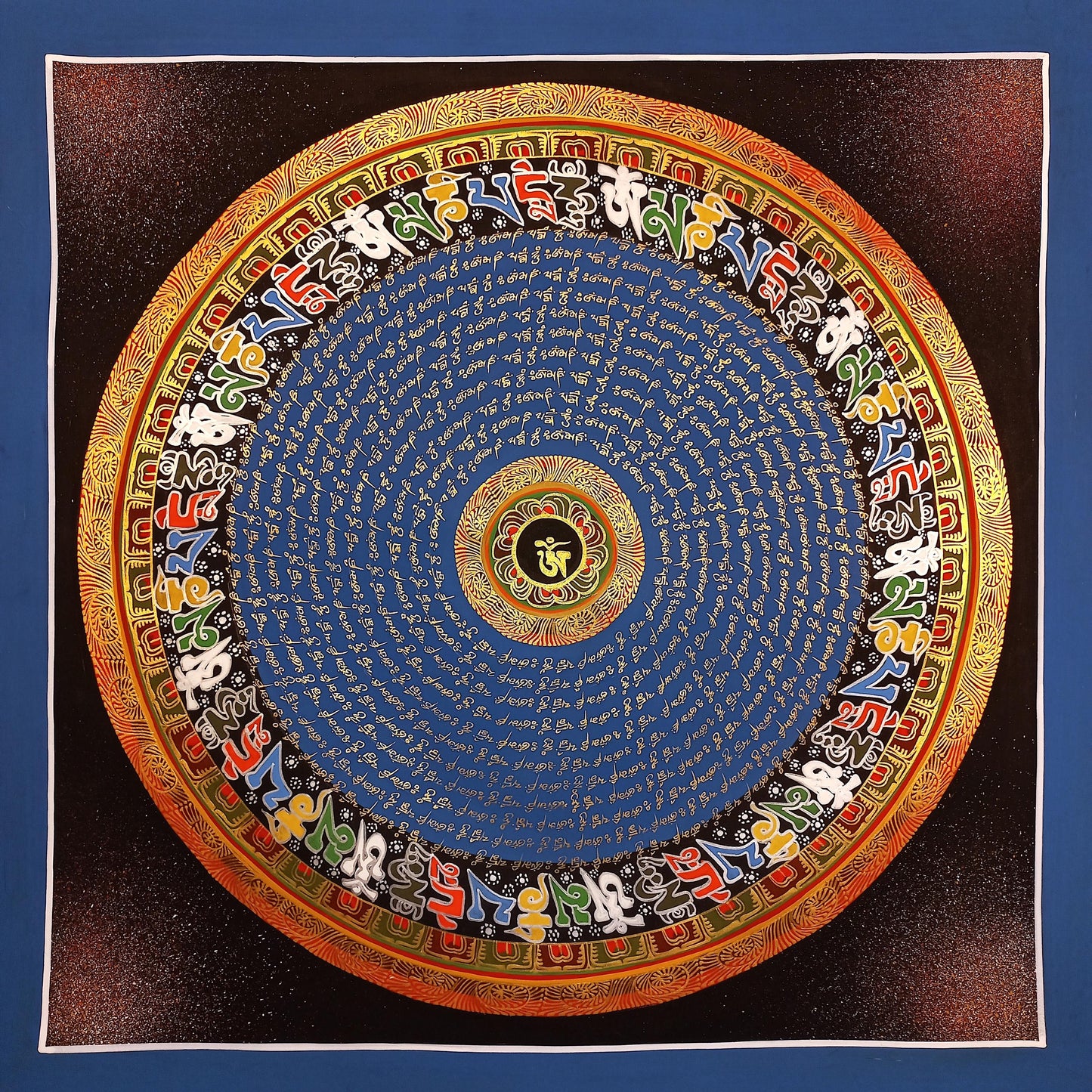 Om Mantra Mandala Thangka Painting | Tibetan Art, Sacred Home Blessing
