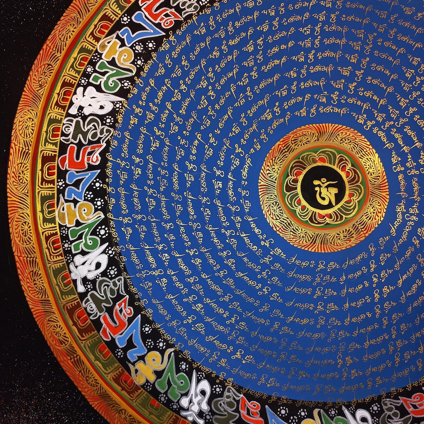 Om Mantra Mandala Thangka Painting | Tibetan Art, Sacred Home Blessing