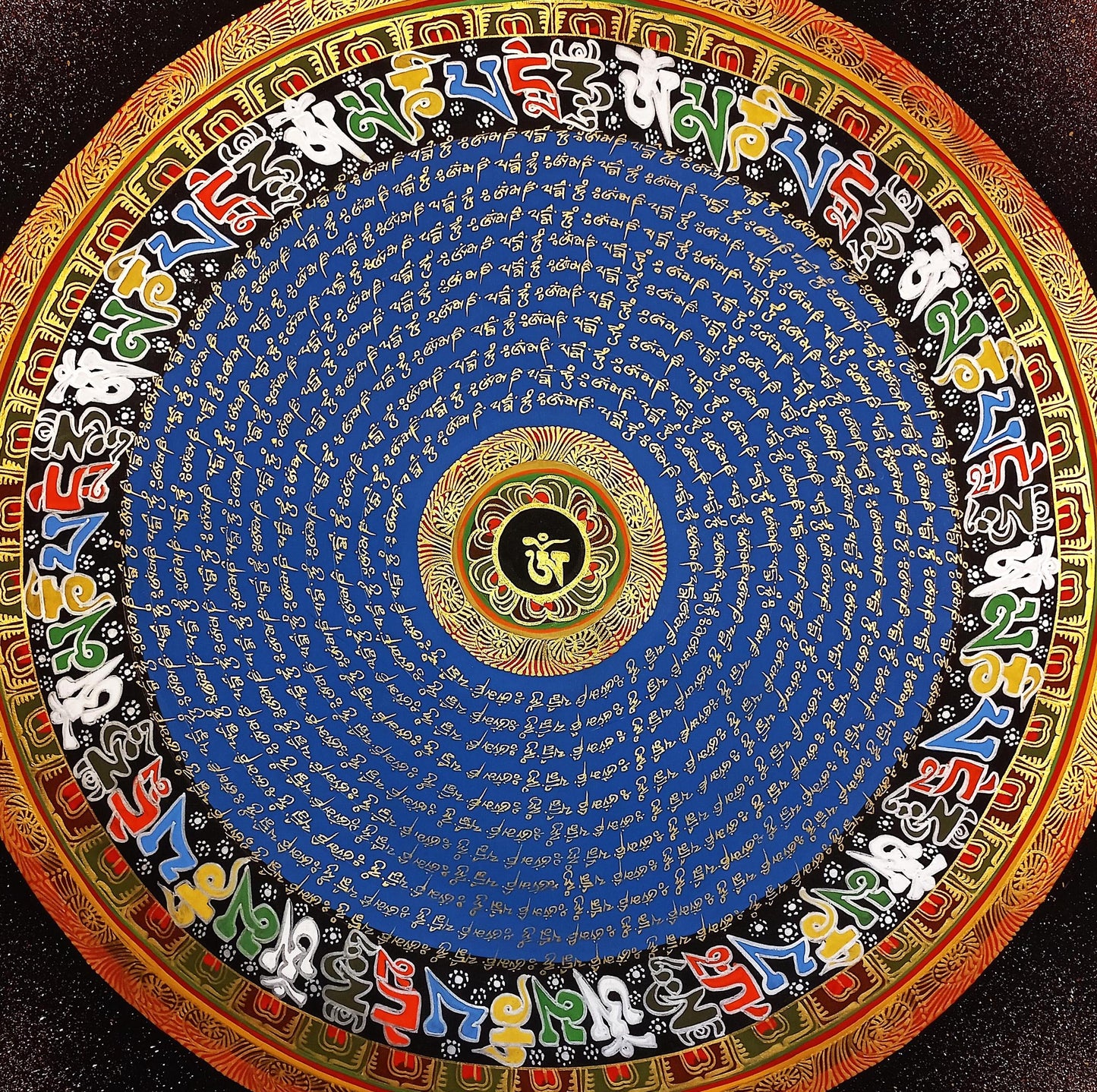 Om Mantra Mandala Thangka Painting | Tibetan Art, Sacred Home Blessing