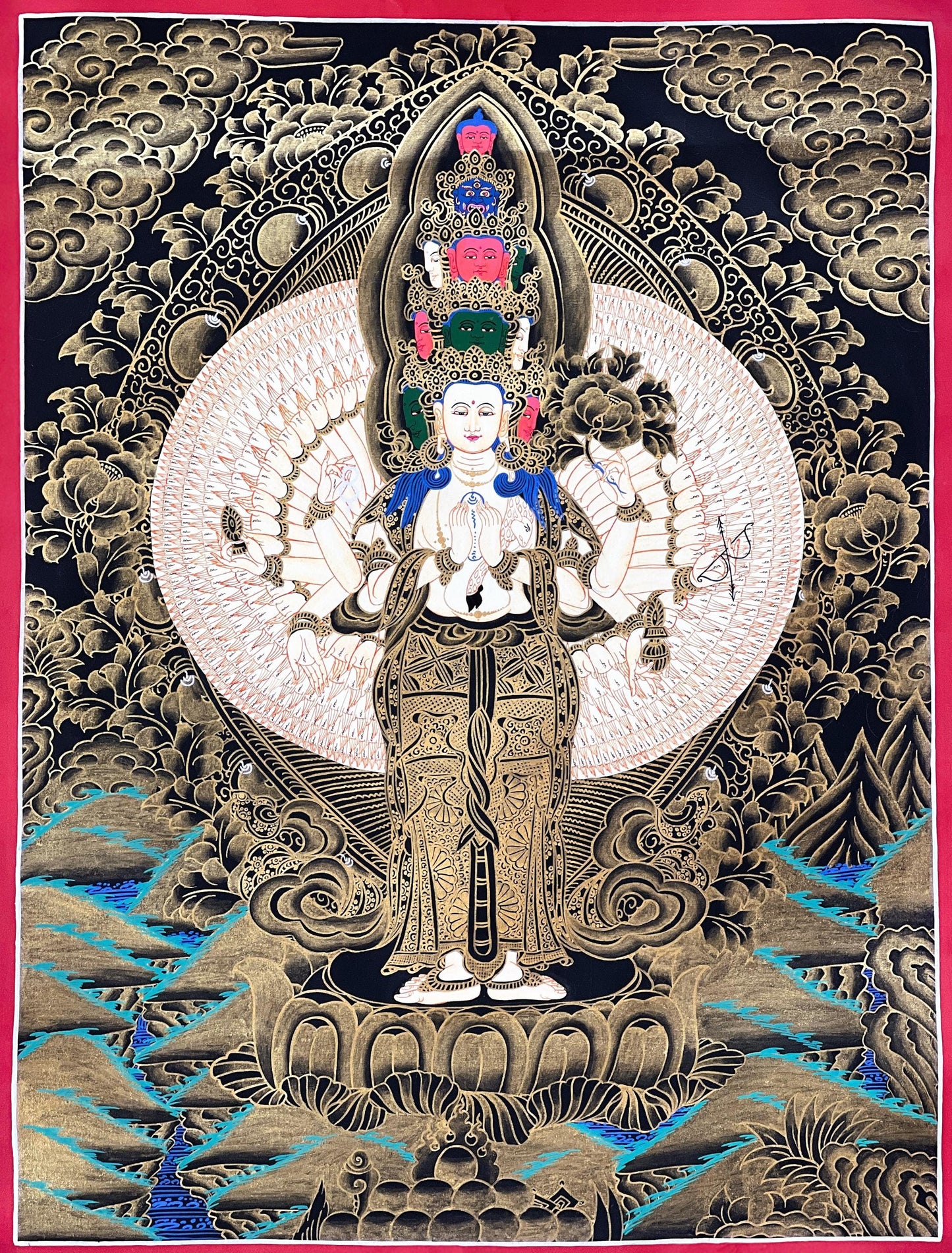 Hand-Painted Avalokiteshvara Thangka Painting | Tibetan Buddhist Art