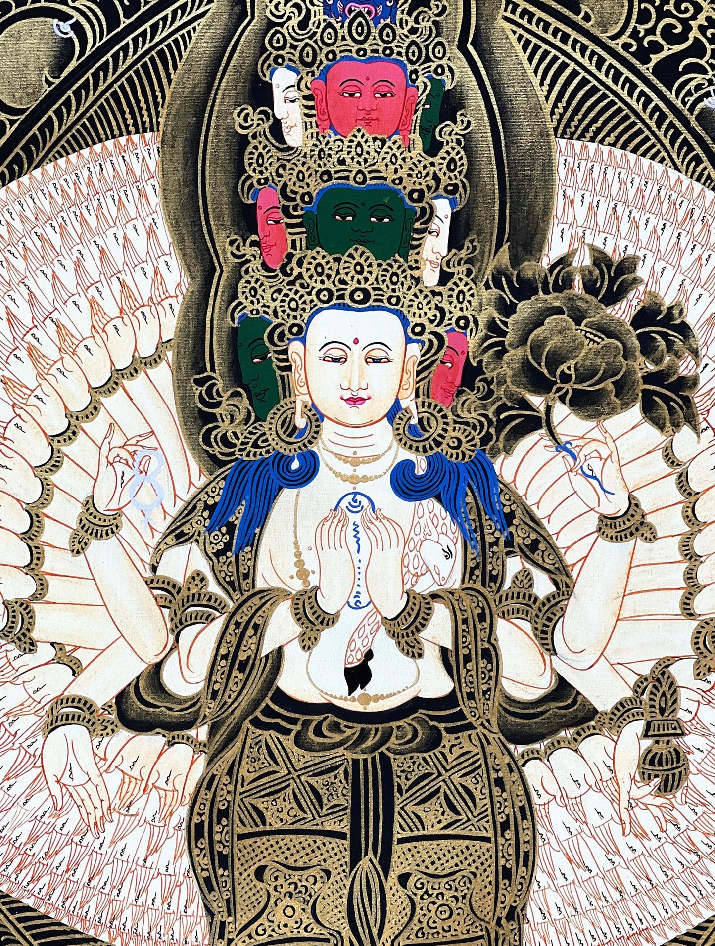 Hand-Painted Avalokiteshvara Thangka Painting | Tibetan Buddhist Art