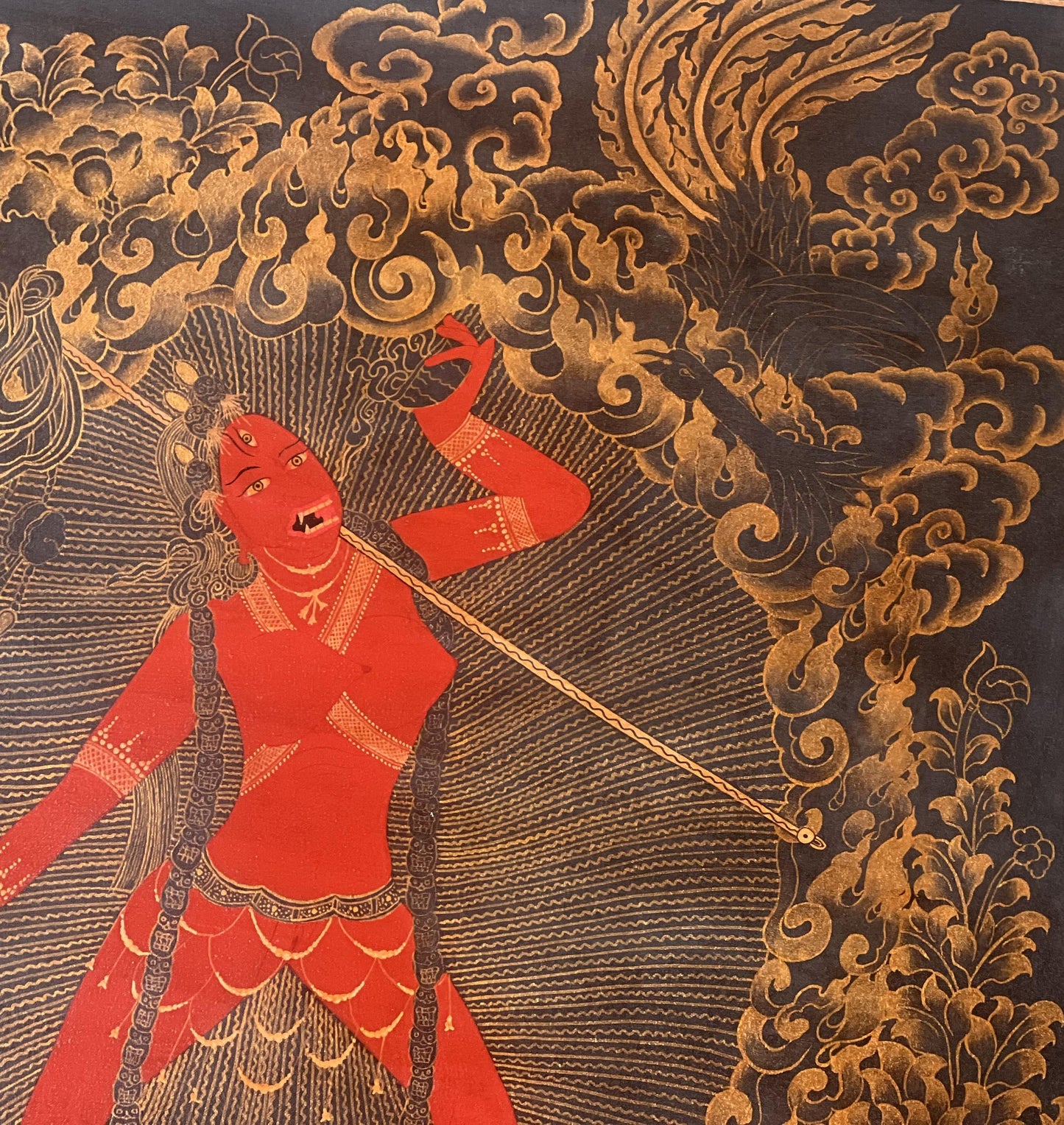 Original Hand-Painted Vajrayogini/ Yogini/ Jogini Old Oil-Varnished Tibetan Thangka Painting/ Tantra Art from Nepal