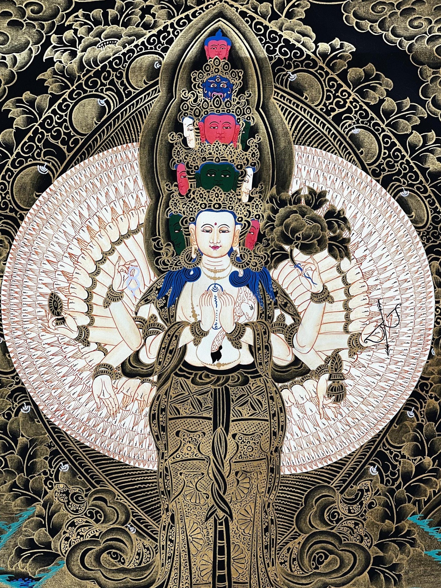 Hand-Painted Avalokiteshvara Thangka Painting | Tibetan Buddhist Art