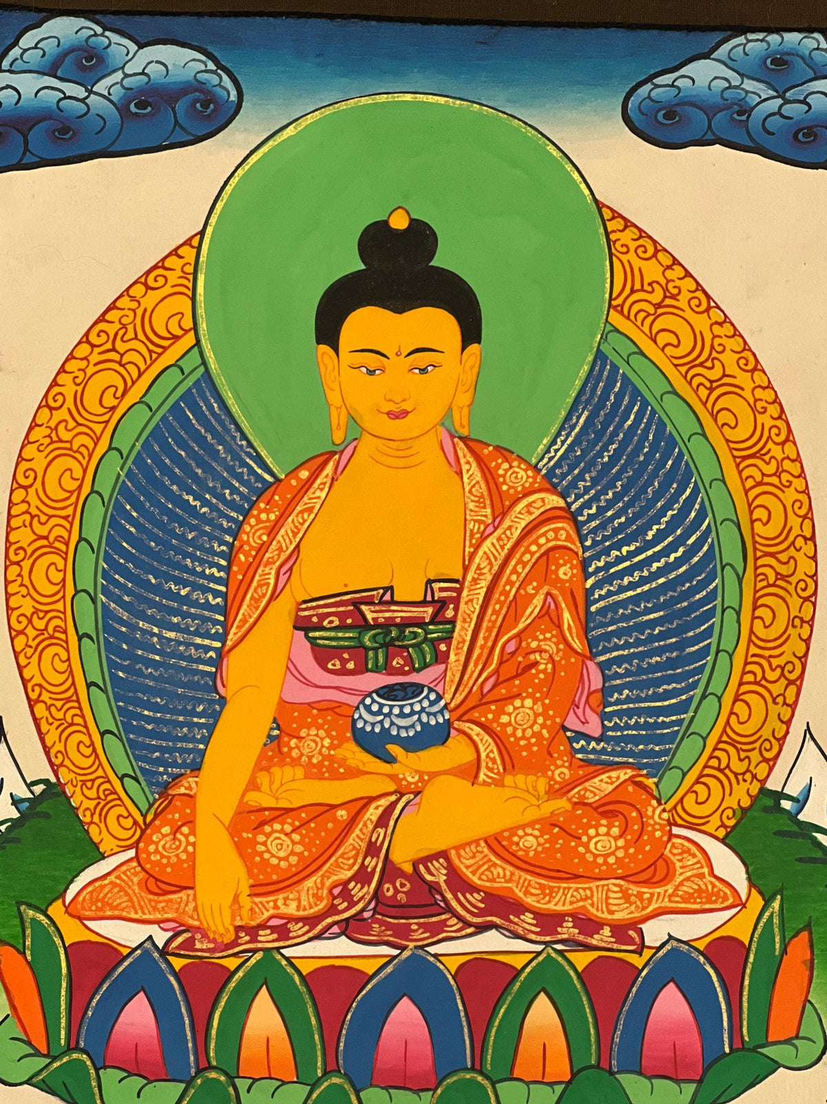 Hand-Painted Shakyamuni Buddha Thangka, Tibetan Meditation Art