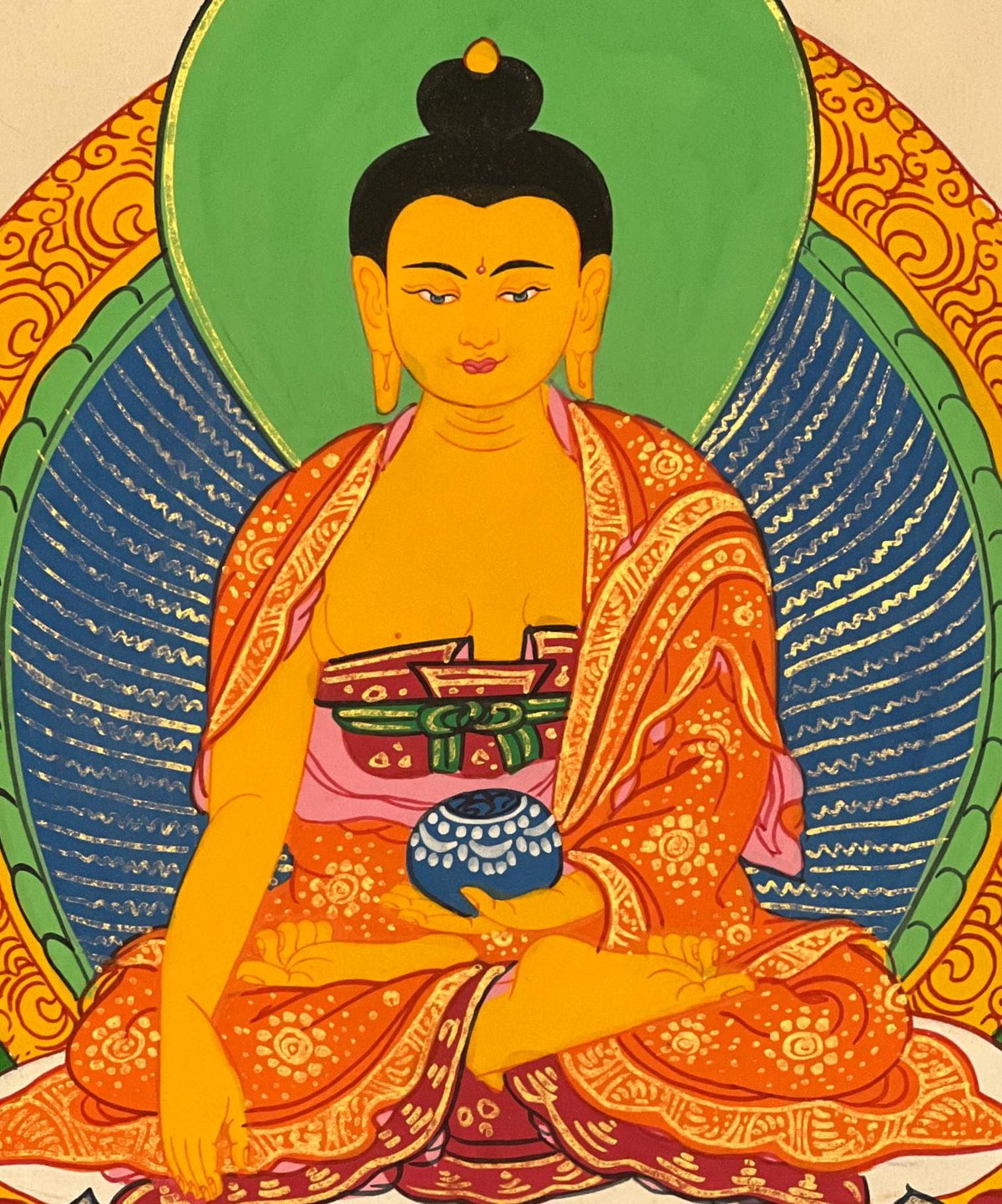 Hand-Painted Shakyamuni Buddha Thangka, Tibetan Meditation Art