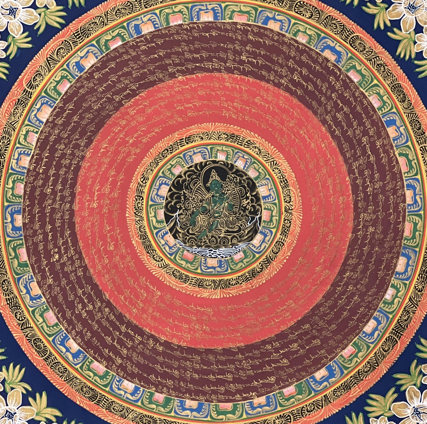 Tibetan OM Mandala Thangka | Green Tara Meditation Art