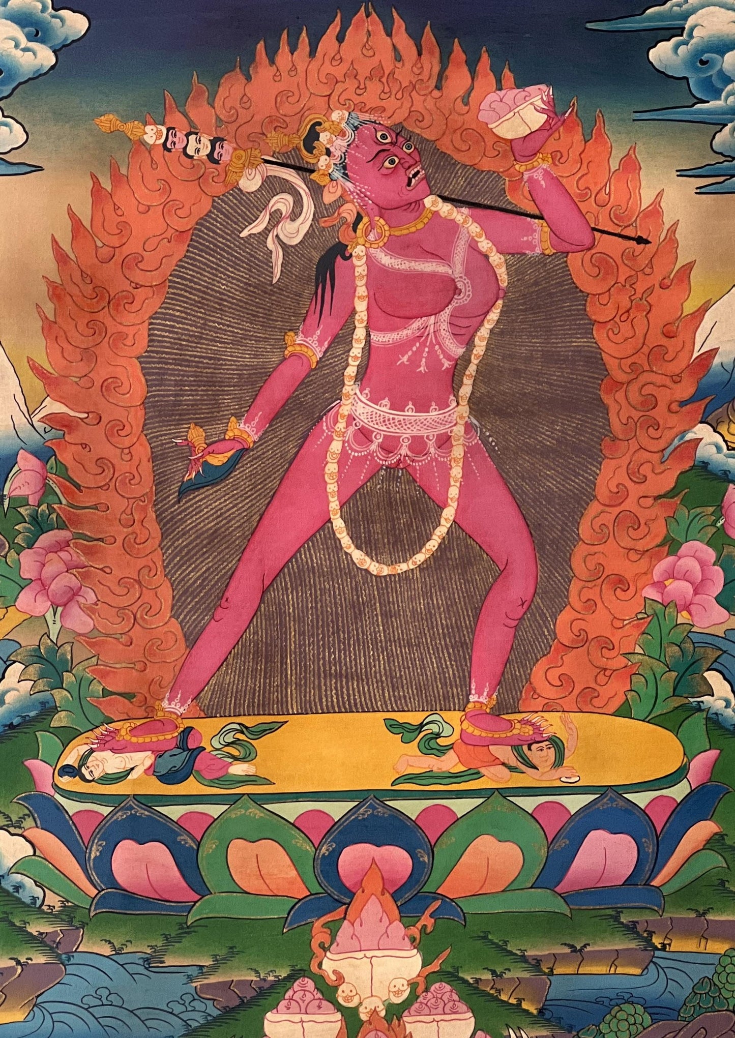 Hand-Painted Vajrayogini Thangka: Tibetan Yogini Tantra Art