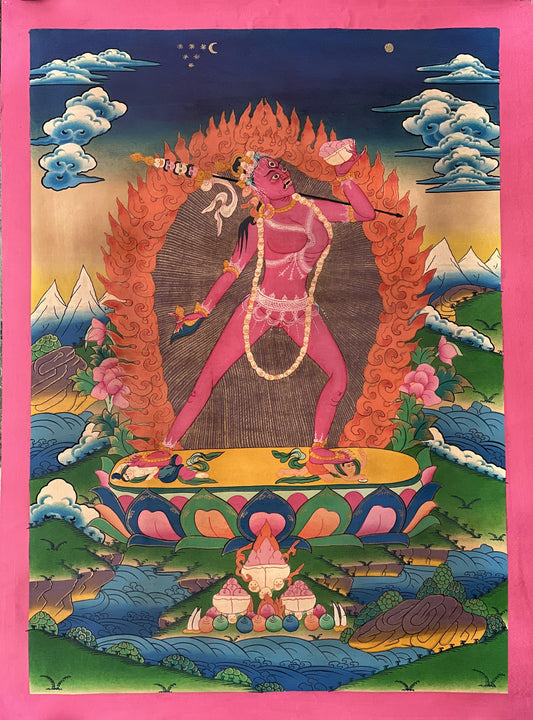 Hand-Painted Vajrayogini Thangka: Tibetan Yogini Tantra Art