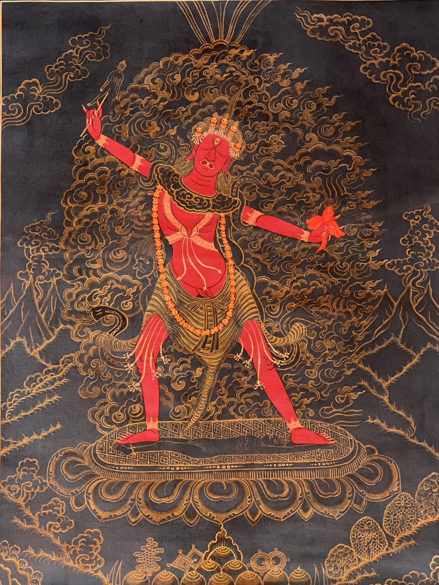 Hand-Painted Ekajati Thangka: One-Eyed Protective Goddess Art