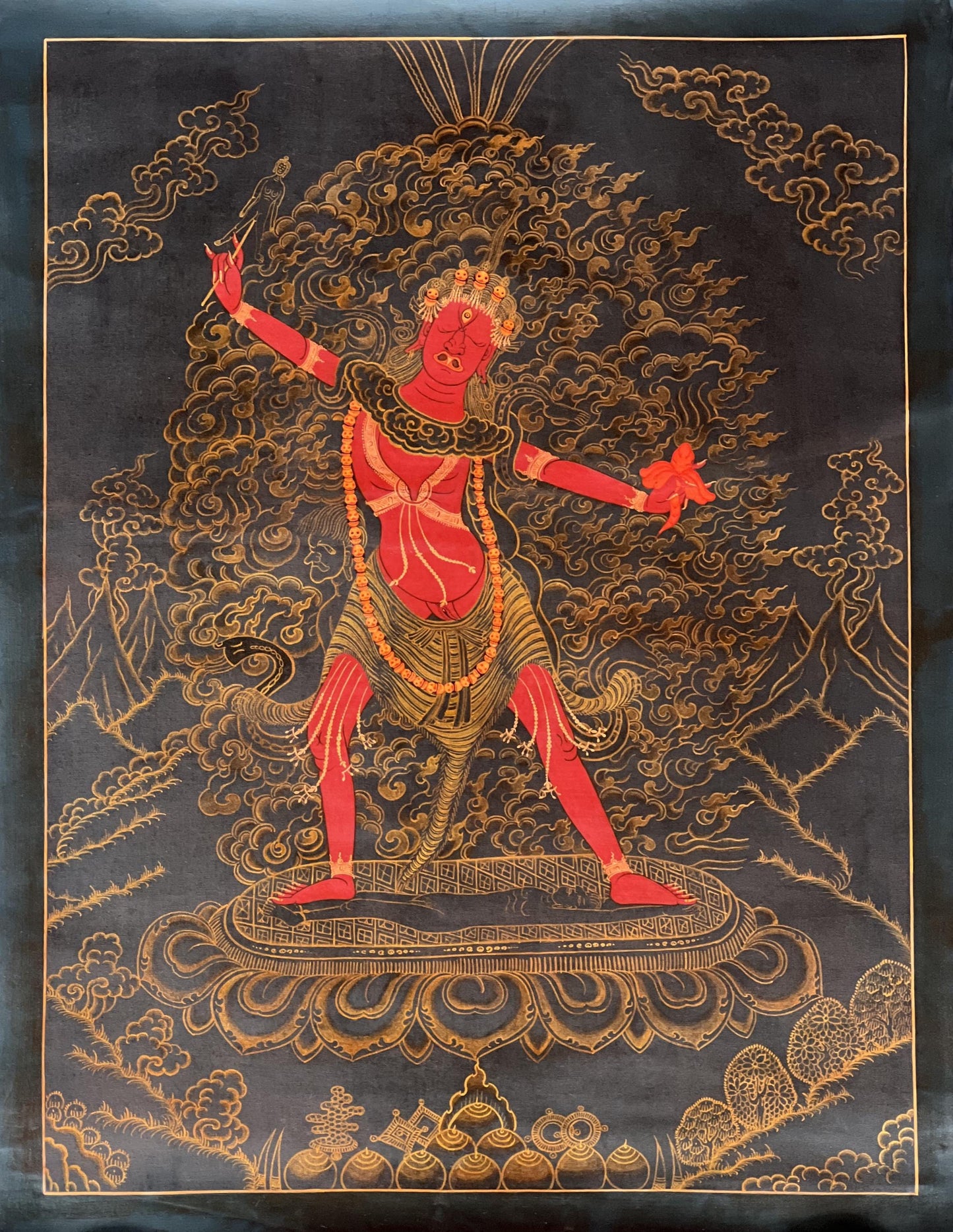 Hand-Painted Ekajati Thangka: One-Eyed Protective Goddess Art