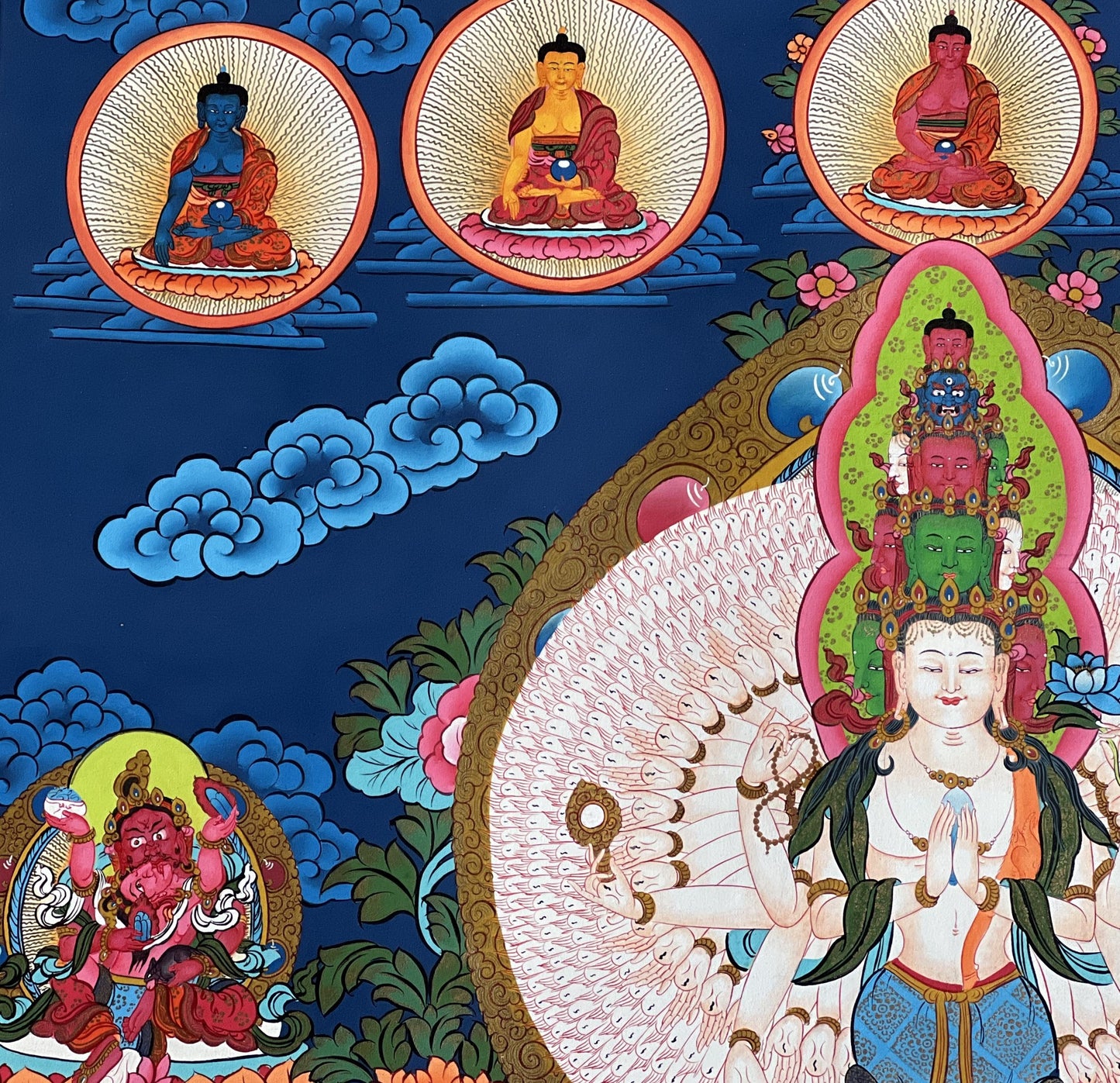 Thousand Armed Avalokiteshvara Thangka | Sahasrabhuja Chenrezig Hand-Painted Tibetan Buddhist Large Masterpiece Art