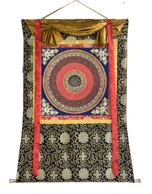 Tibetan OM Mandala Thangka | Green Tara Meditation Art
