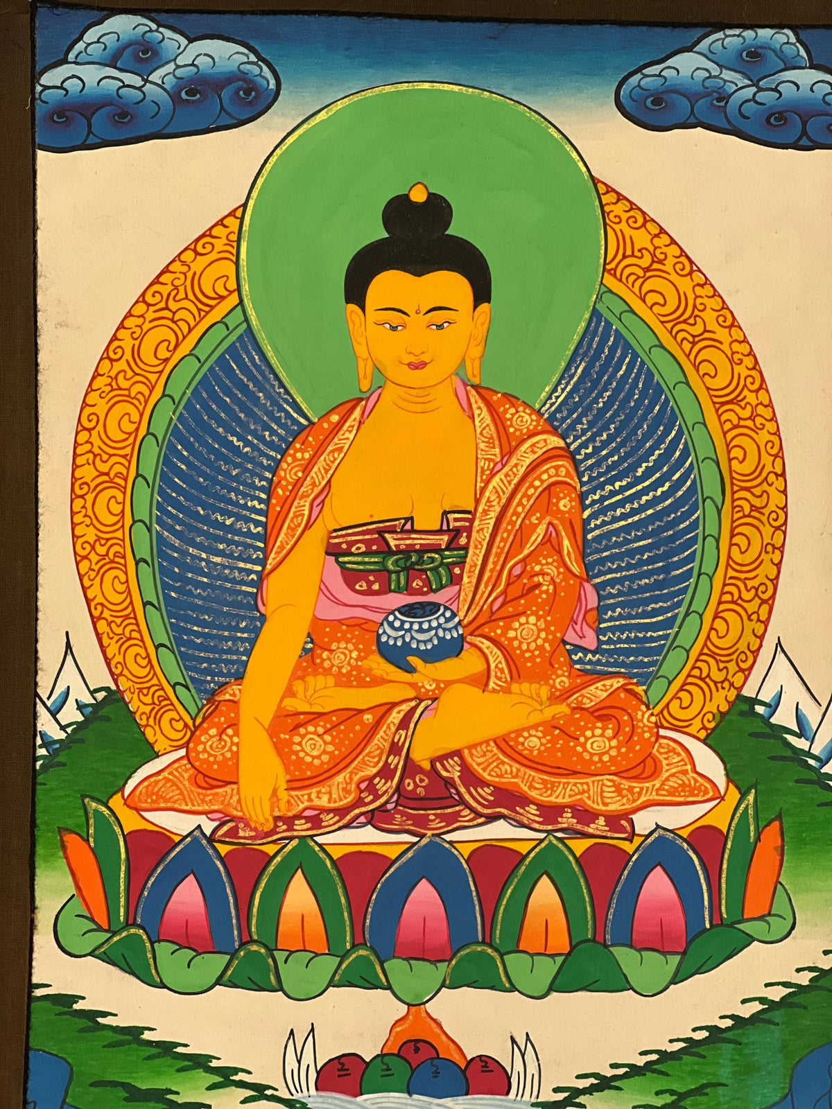 Hand-Painted Shakyamuni Buddha Thangka, Tibetan Meditation Art