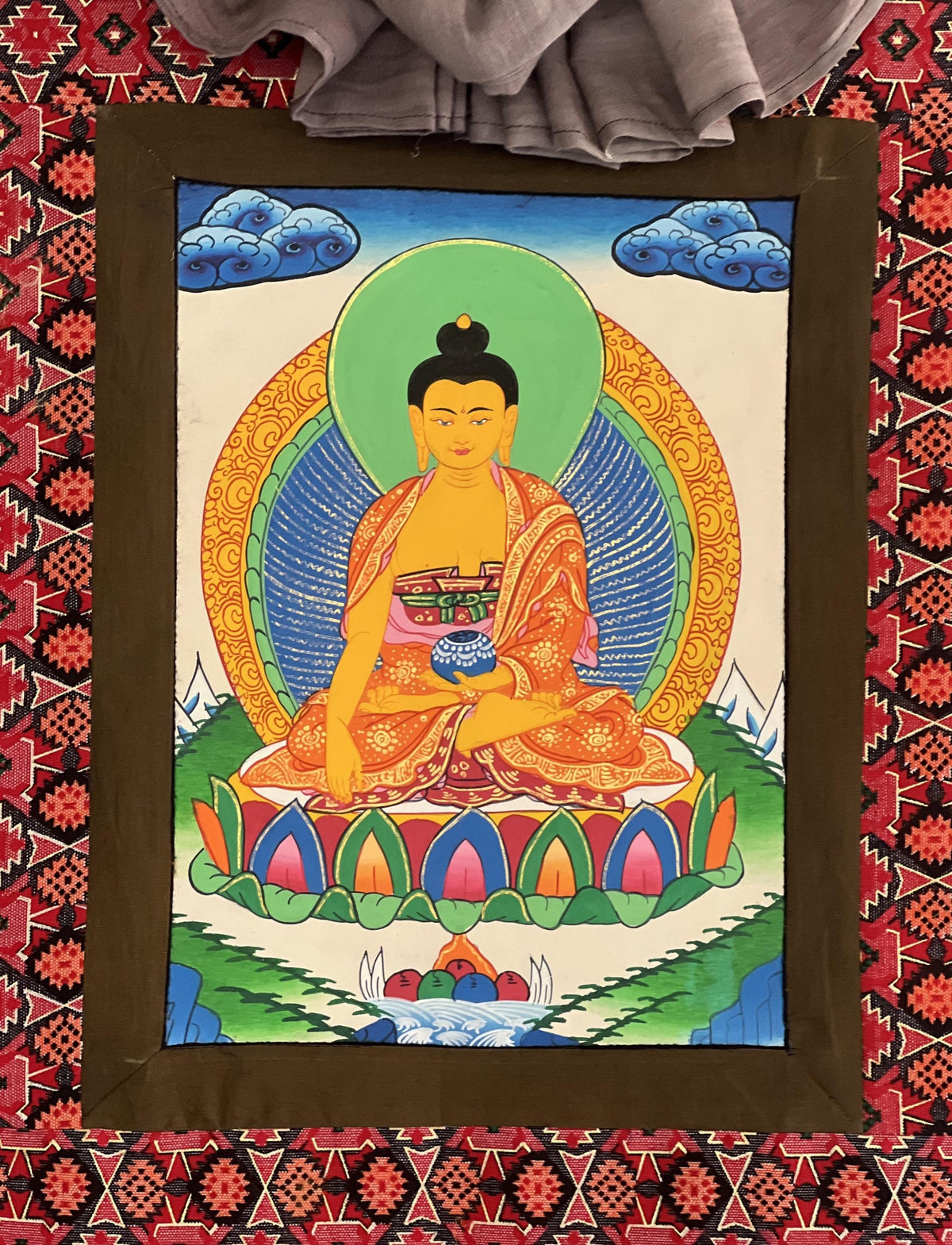 Hand-Painted Shakyamuni Buddha Thangka, Tibetan Meditation Art