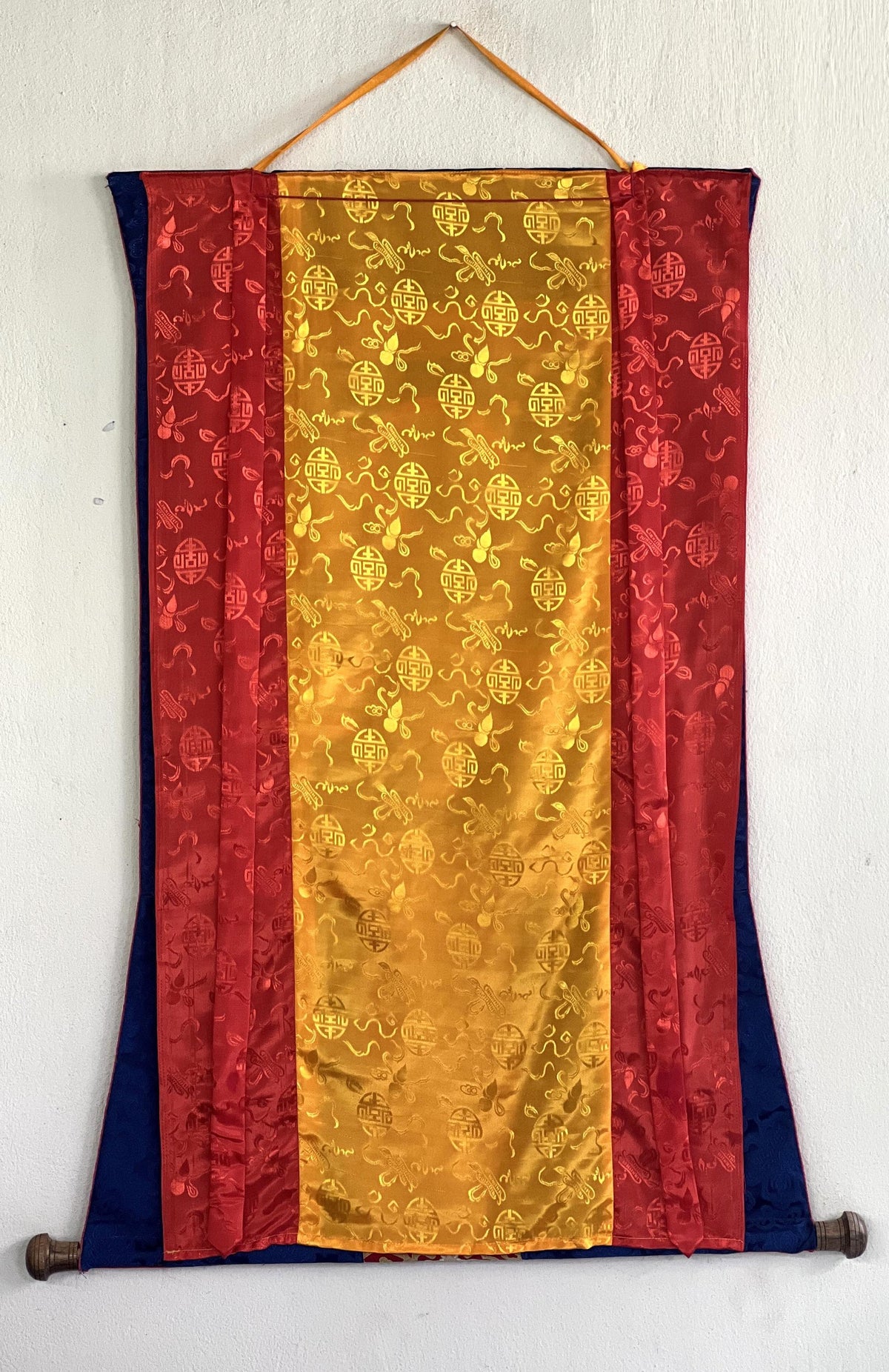 White Tara Thangka Painting with Silk Brocade, Tibetan Meditation Art