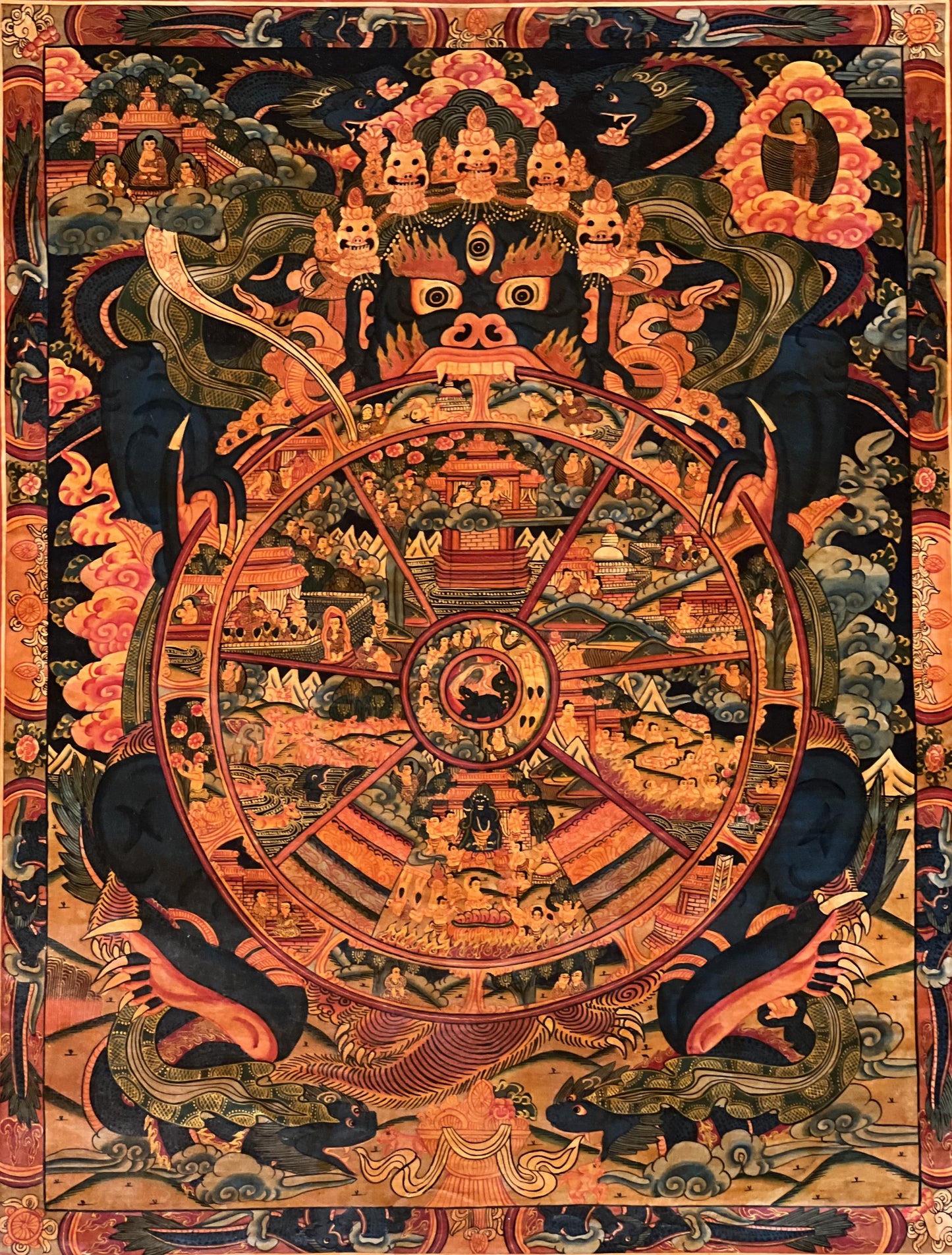 Hand-Painted Wheel of Life Thangka Painting - Tibetan Buddhist Art