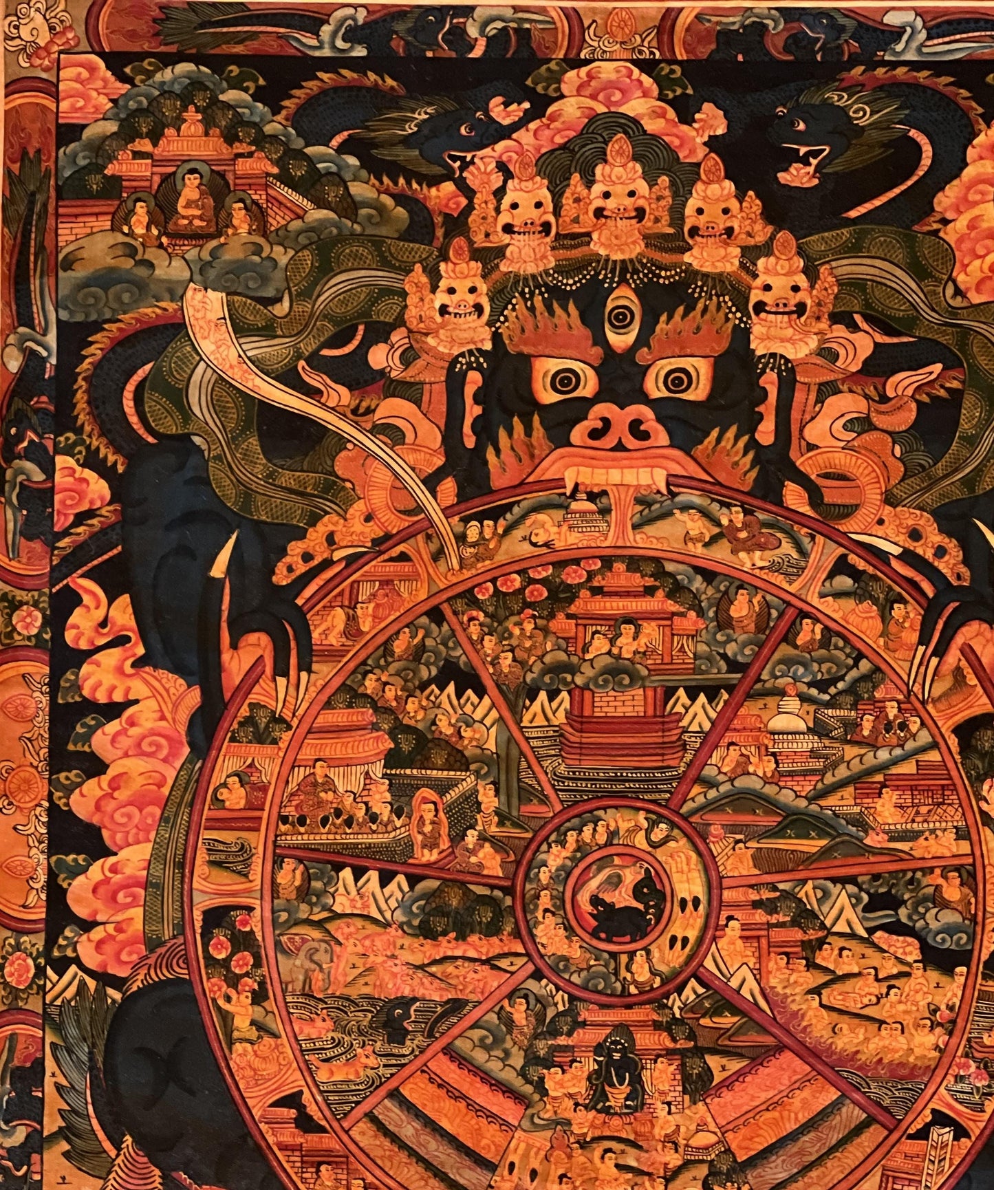 Hand-Painted Wheel of Life Thangka Painting - Tibetan Buddhist Art