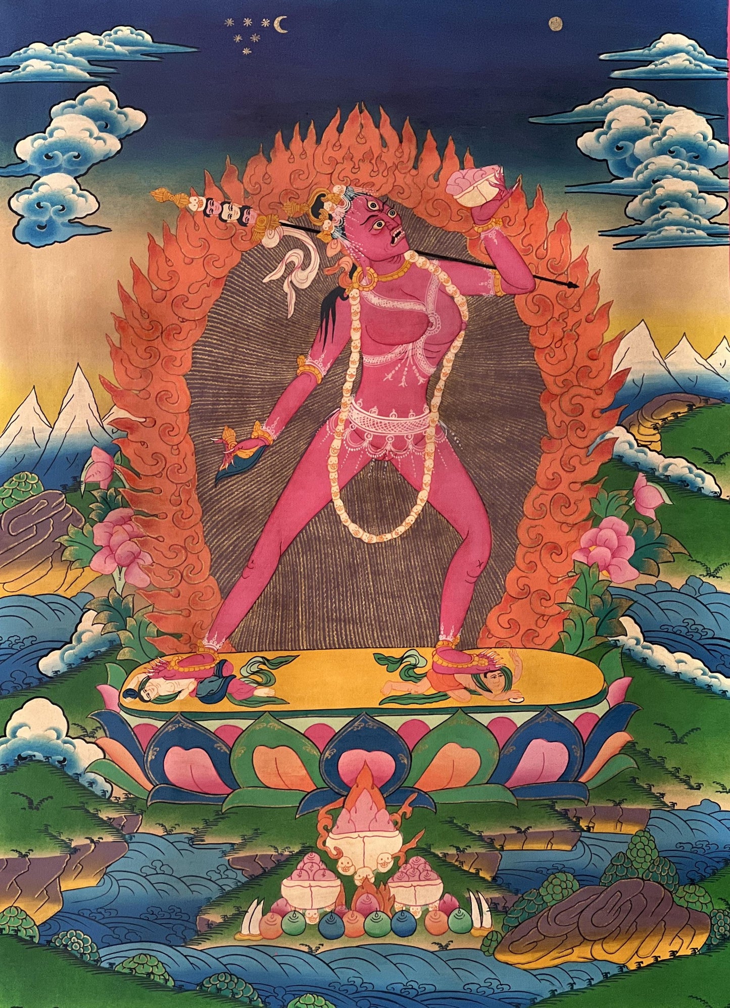 Hand-Painted Vajrayogini Thangka: Tibetan Yogini Tantra Art