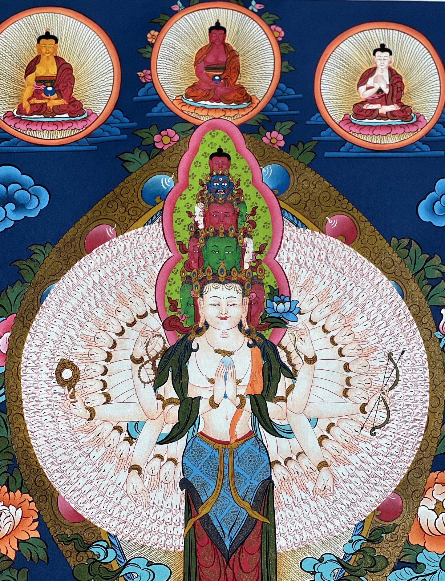 Thousand Armed Avalokiteshvara Thangka | Sahasrabhuja Chenrezig Hand-Painted Tibetan Buddhist Large Masterpiece Art