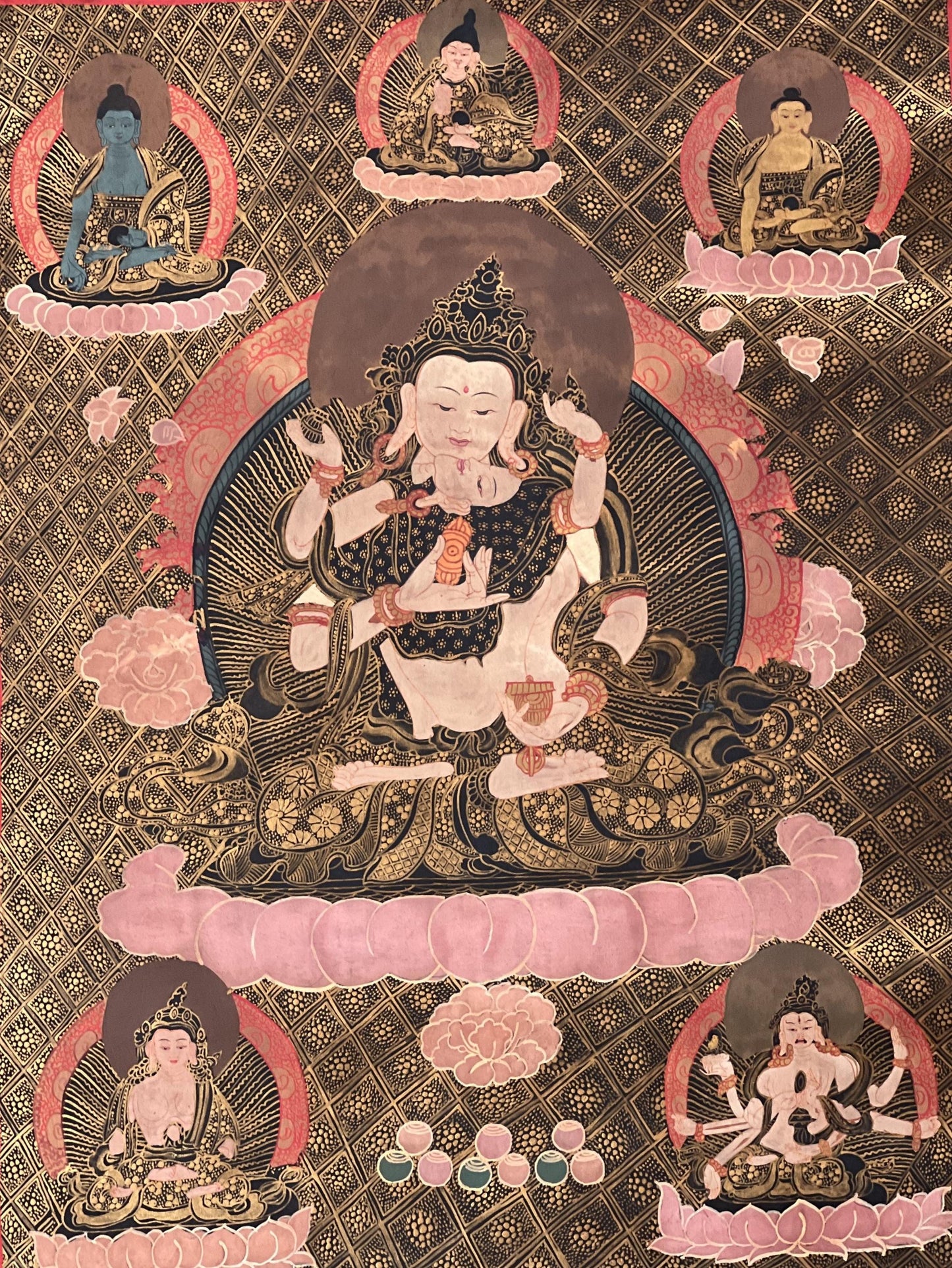Vajrasattva Shakti Thangka | Hand-Painted Oil Varnished Tibetan Tantra Art