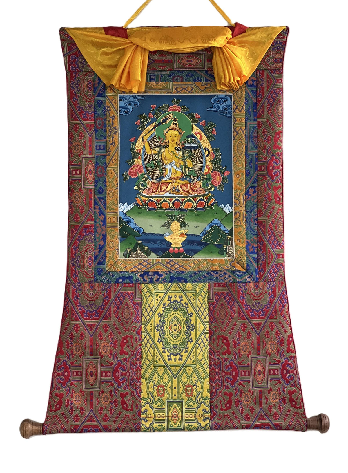 Manjushri Wisdom Bodhisattva Thangka Painting, Tibetan Meditation Art