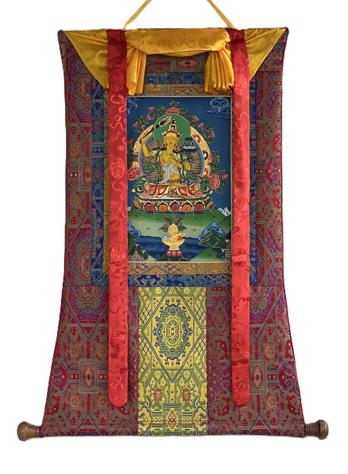 Manjushri Wisdom Bodhisattva Thangka Painting, Tibetan Meditation Art