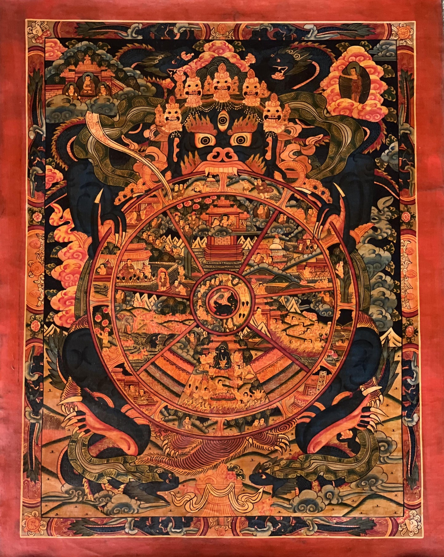 Hand-Painted Wheel of Life Thangka Painting - Tibetan Buddhist Art