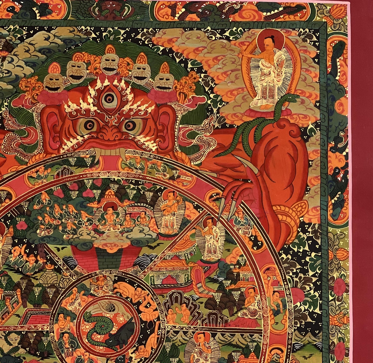 Hand-Painted Wheel of Life Thangka Painting - Tibetan Mandala Art
