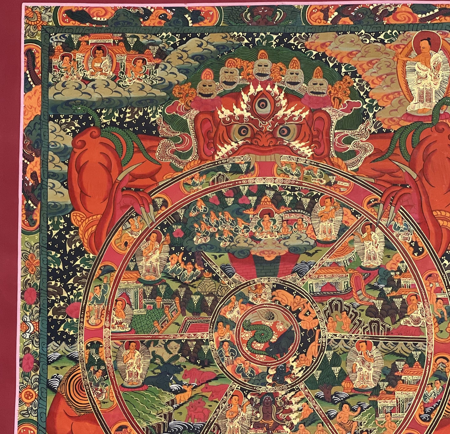Hand-Painted Wheel of Life Thangka Painting - Tibetan Mandala Art
